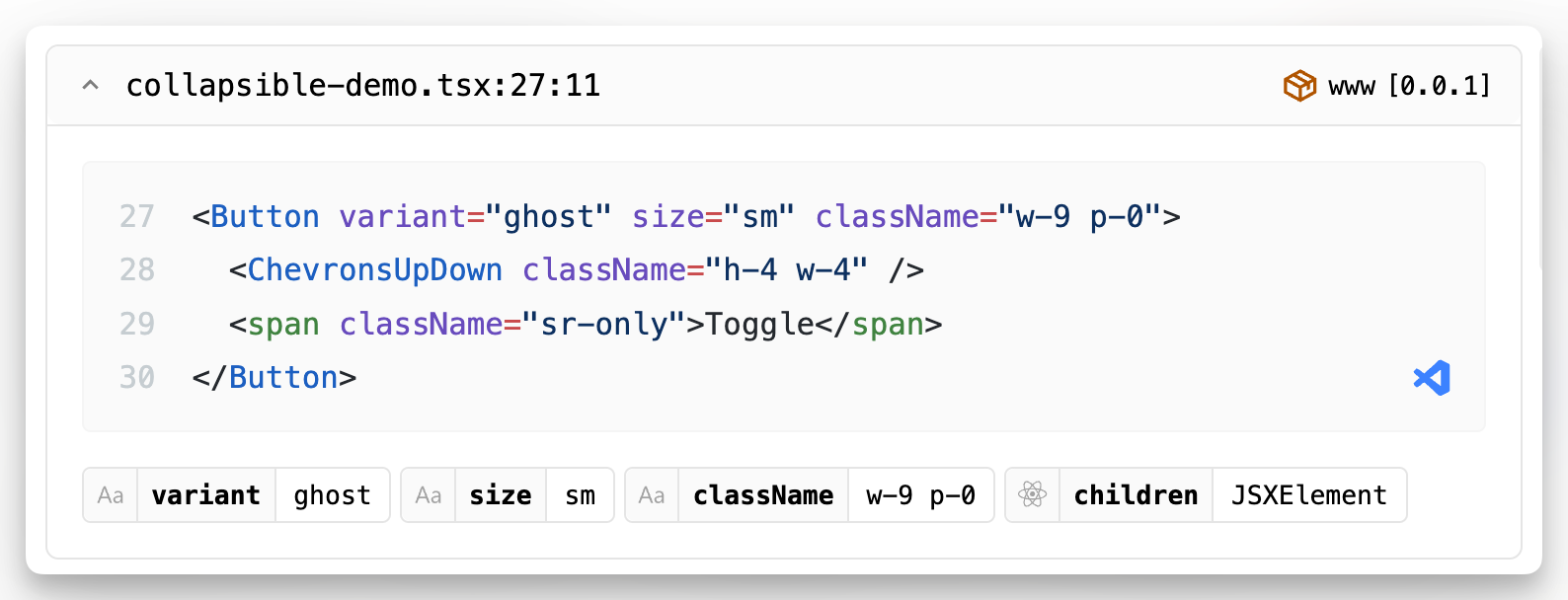 details要素を使ったコンポーネントの利用詳細の1要素のスクリーンショット